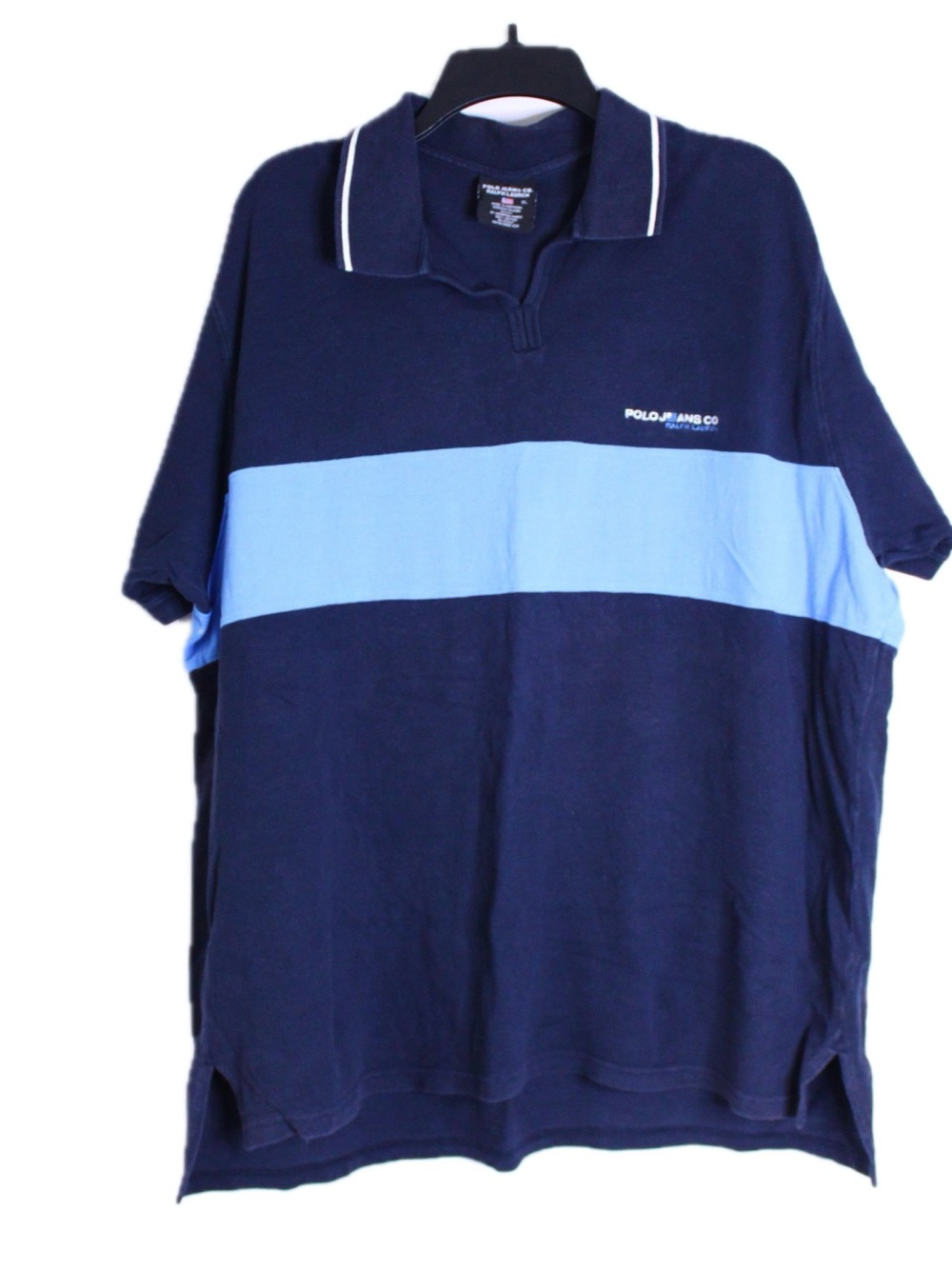 Vintage Ralph Lauren Jeans Co Colourblock Polo Shirt Navy Blue XL Blokecore